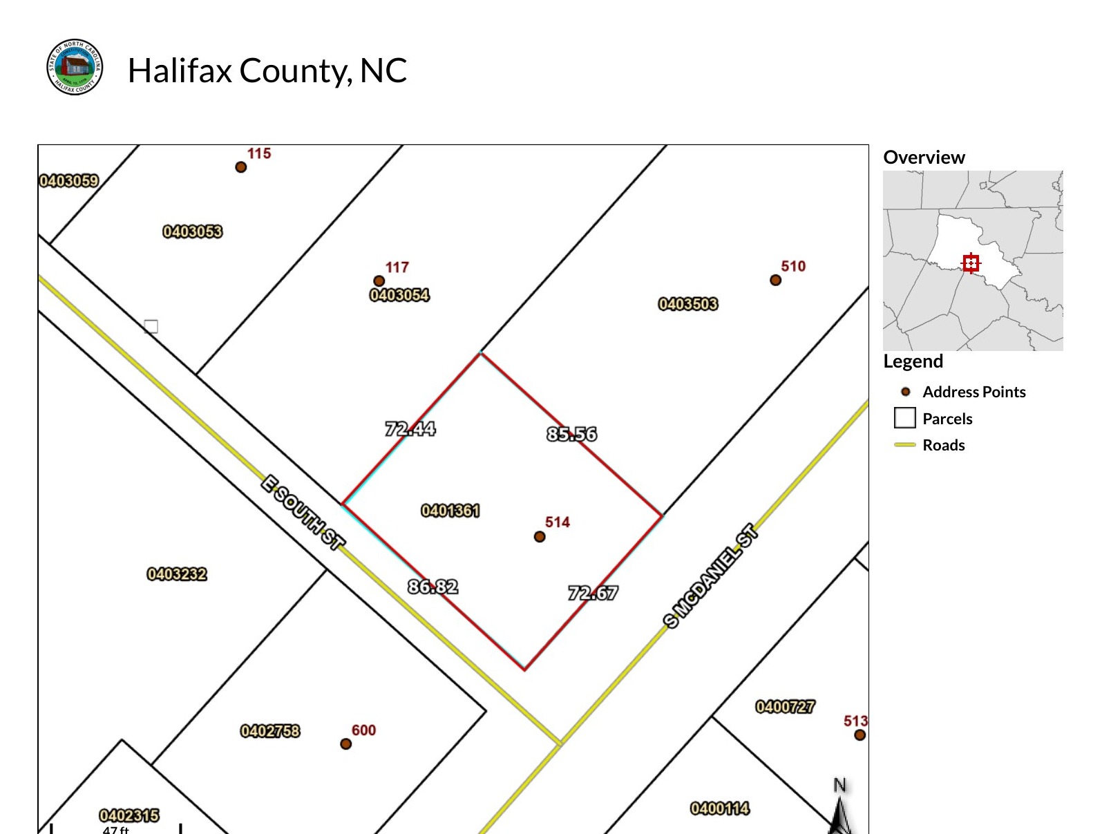514 McDaniel Street dimension map