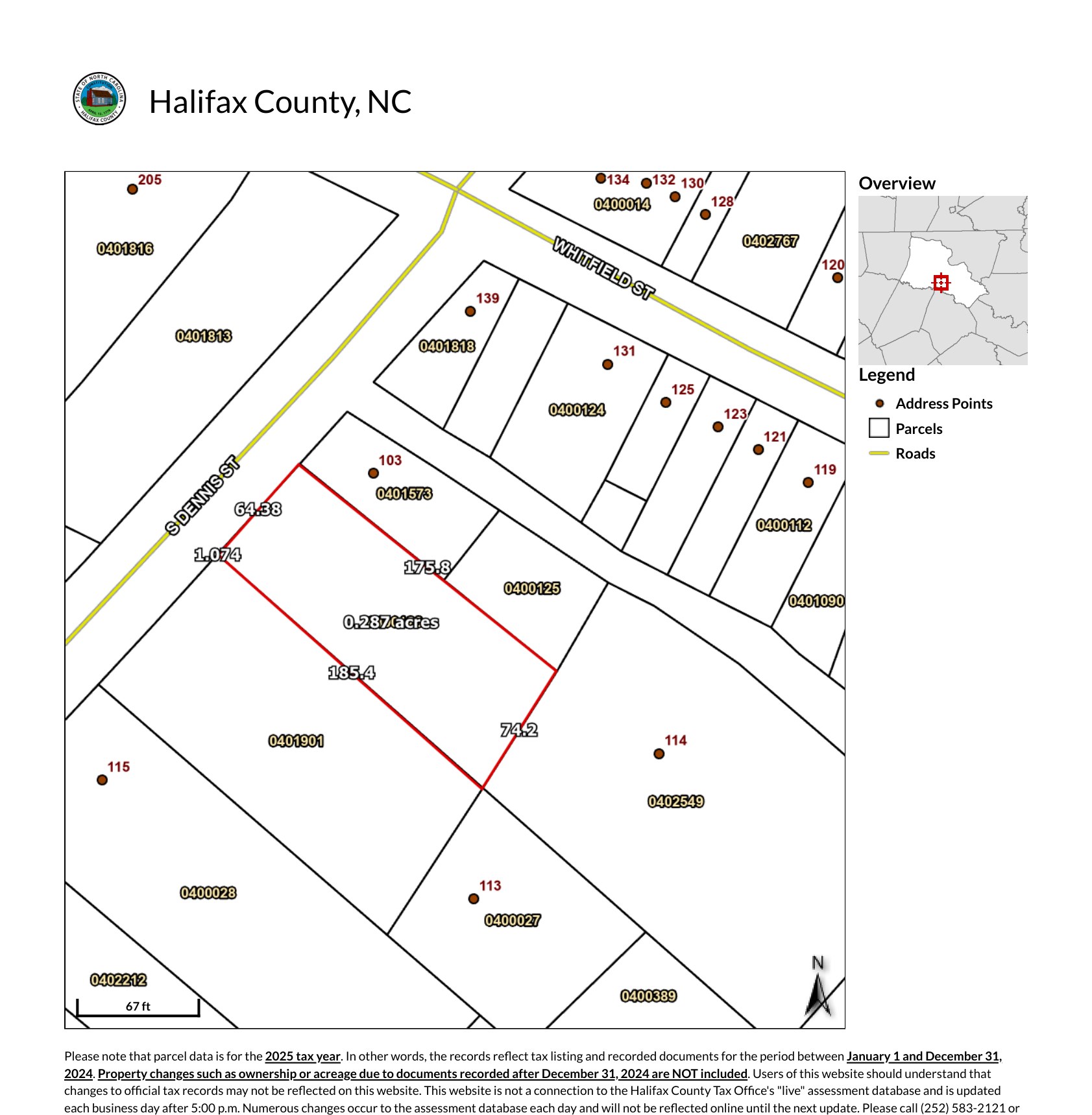 Dennis Street Large Lot dimension map
