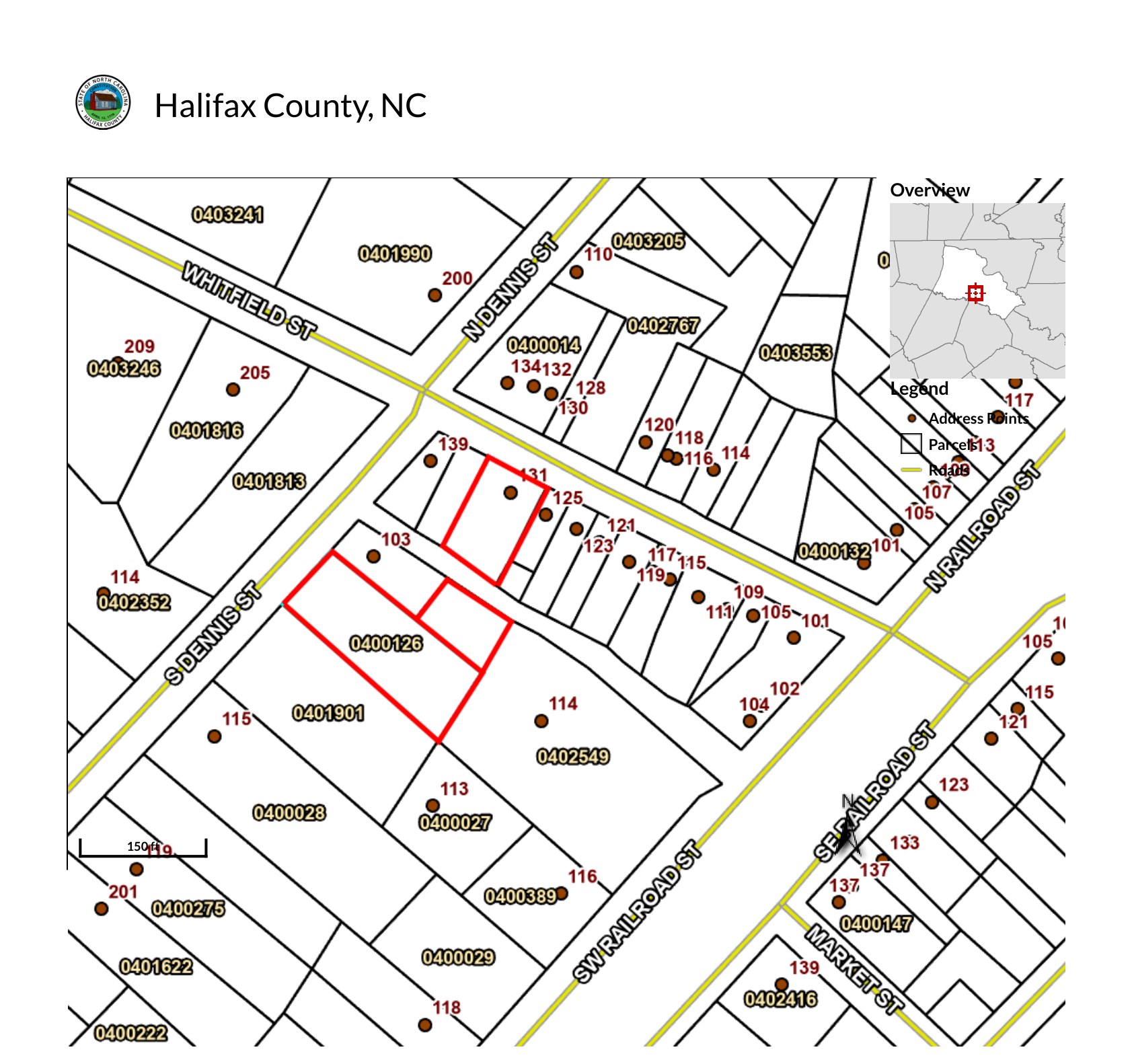 The Collective Center and Dennis lots map overview