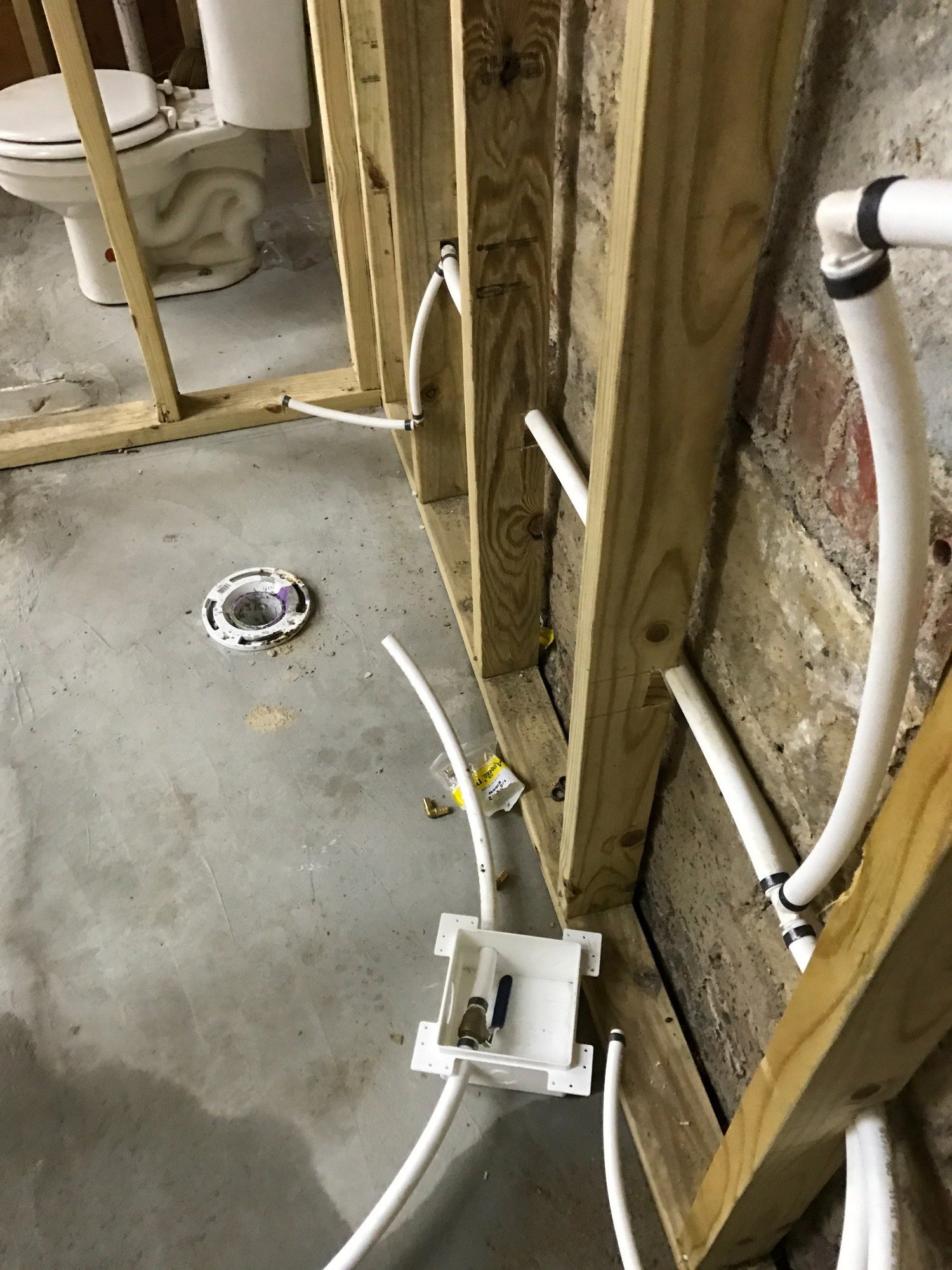 Restroom rough-in work