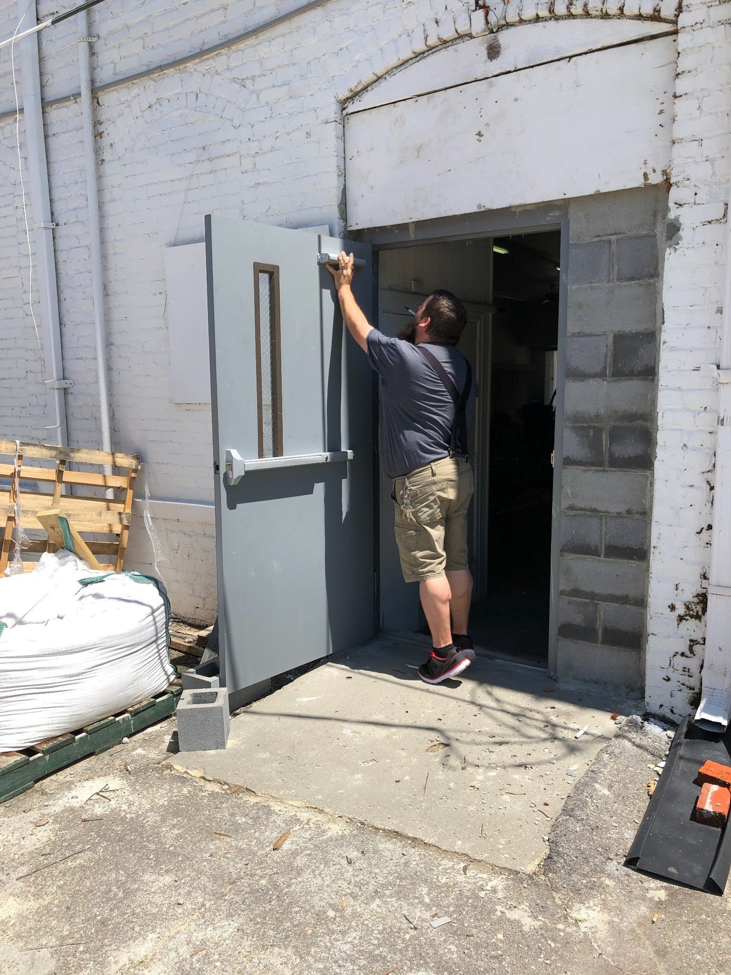 New fire and exit door installation
