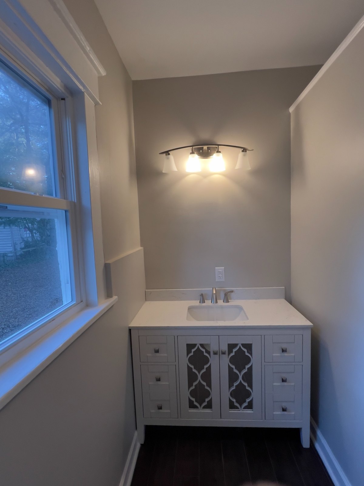 Bathroom vanity area at 225 Bond Street
